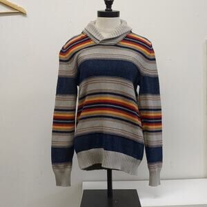 Sun + Stone Cozy Gray‎ and Blue Turtleneck Sweater size small